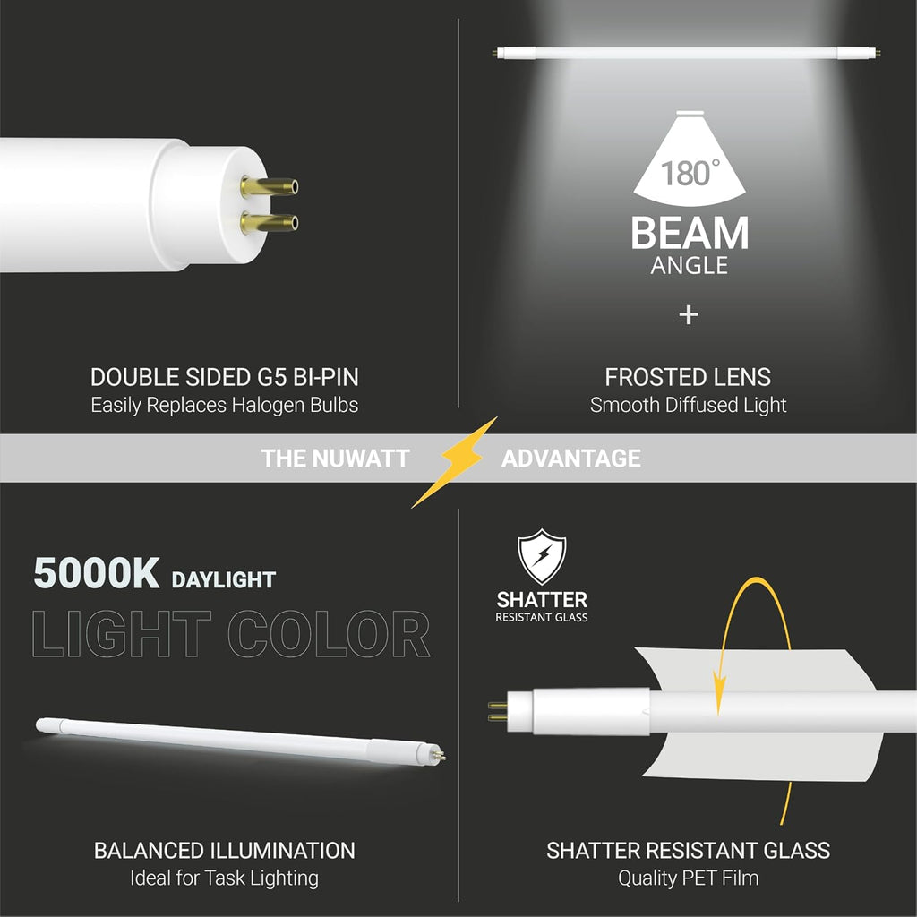 30 Pack 4FT T5 LED Bulbs Dimmable, 5000K Daylight, Single/Dual Ended