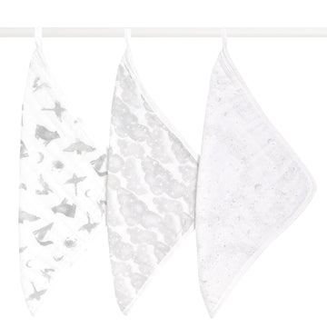 Organic Oversized Washcloth Pack, Super Soft 100% Organic Cotton Muslin, Gentle on Skin, 3 Absorbent 12x12 Layers