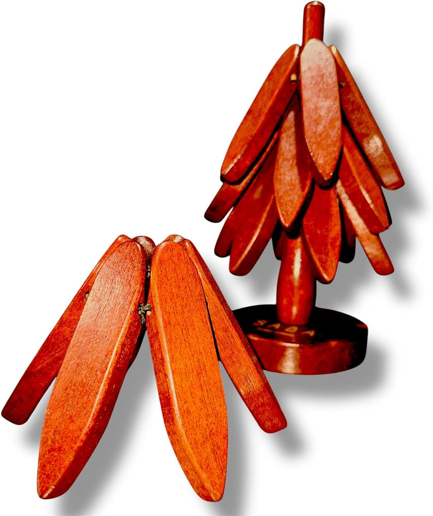 Wooden Tree-Shaped Trivet Set with Base, Hot Dish Coasters - Set of 4