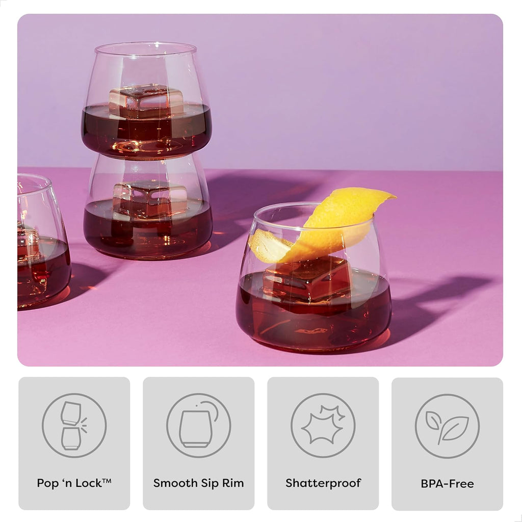 POP 12oz Rocks SET OF 12, Premium Quality, Recyclable, Unbreakable & Plastic Cocktail Glasses, 12 Count (Pack of 1)