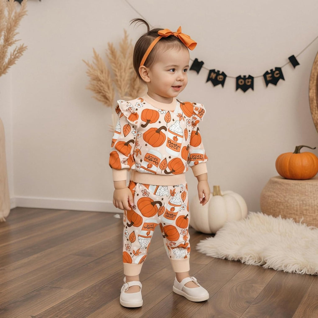 Newborn Toddler Baby Girl Outfit Ruffle Shirt and Pants Clothes