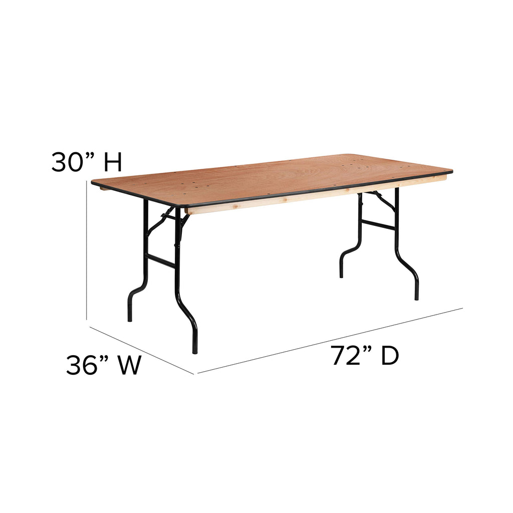 6 ft Folding Clear Coat Rectangular Banquet Table, Clear