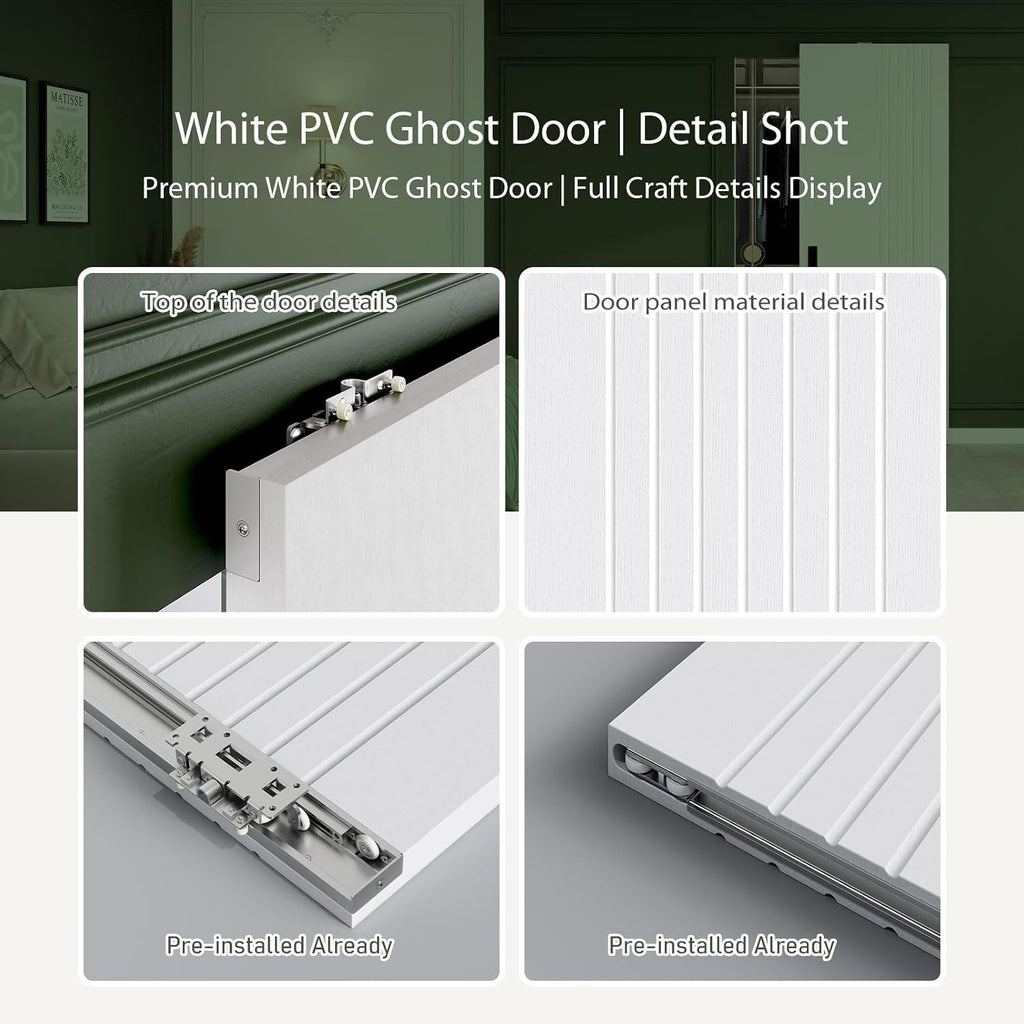 32"x86" Concealed Sliding Barn Door with Soft Close Hardware Kit, White Hidden Door for Opening 24"-28"x84"