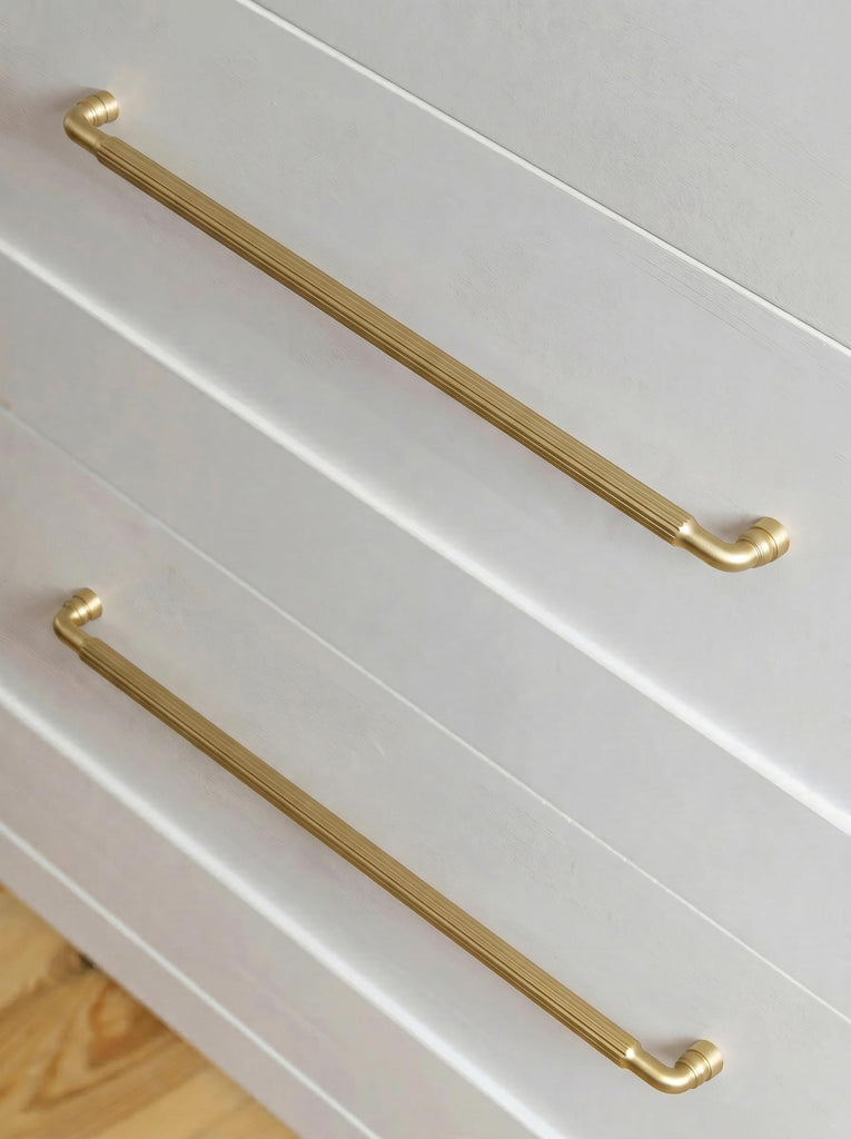 Champagne Bronze Cabinet Pulls 12-5/8 in, 6 Pack Fluted Bar Handles
