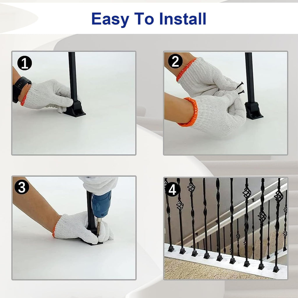 10 Pack Iron Balusters, 44" Hollow Stair Spindles with Swivel Shoes