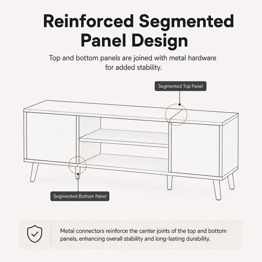 58 Inch Mid-Century Modern TV Stand with Storage, Gray