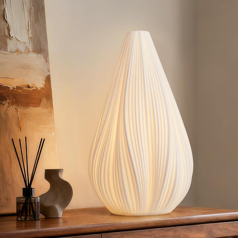 12.5" Modern Ceramic Table Lamp, Fully Dimmable Modern Bedside Lamps and Nightstand, White Transluce