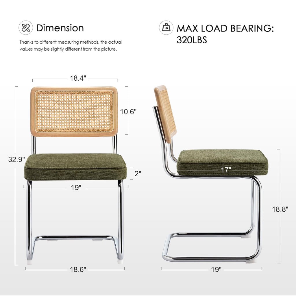 Natural Rattan Dining Chairs Set of 6, Modern Cesca Kitchen Chair