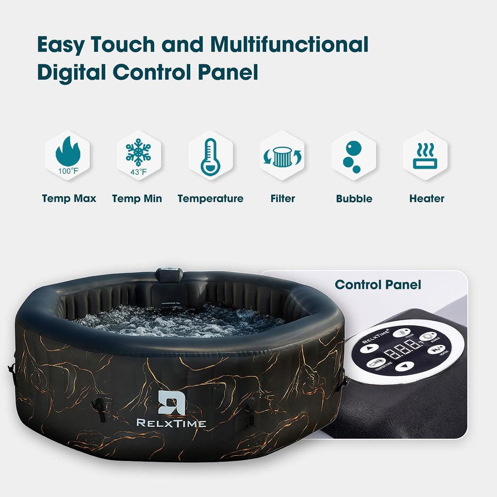 6 Person Inflatable Hot Tub, Outdoor Portable Blow Up Spa Backyard | 130 Air Jets Spa with Energy Efficient Cover