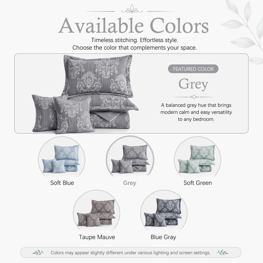 Bedspreads 128x120, Jacquard Damask, Grey