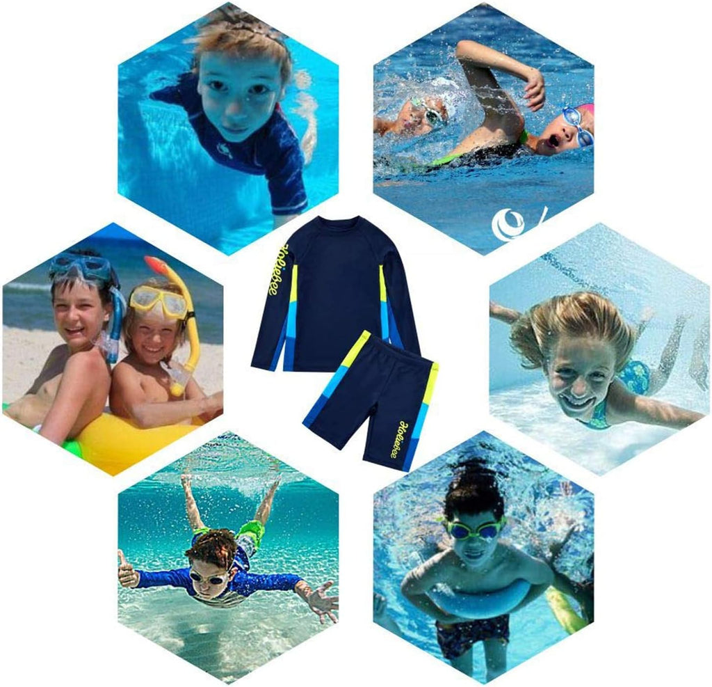 Boys Swimsuits UPF 50+ Sun Protection Rash Guard 2 Piece Kids Bathing Suit