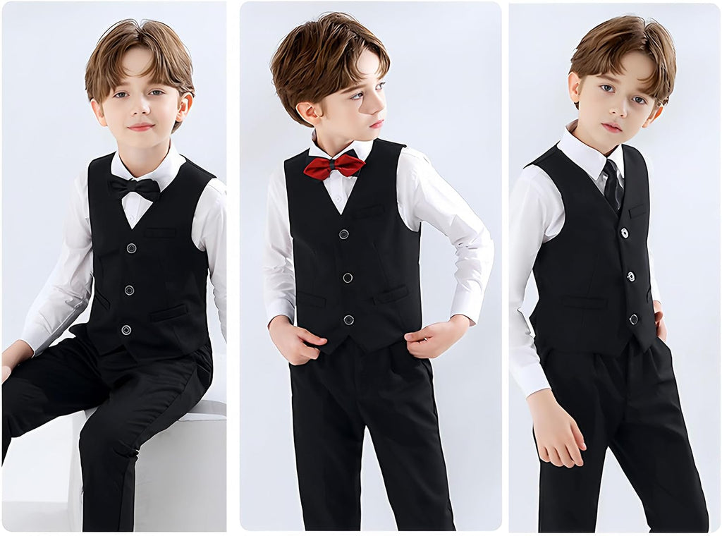Boys' Piece Formal Slim Fit Suit Vest Set Adjustable Waist