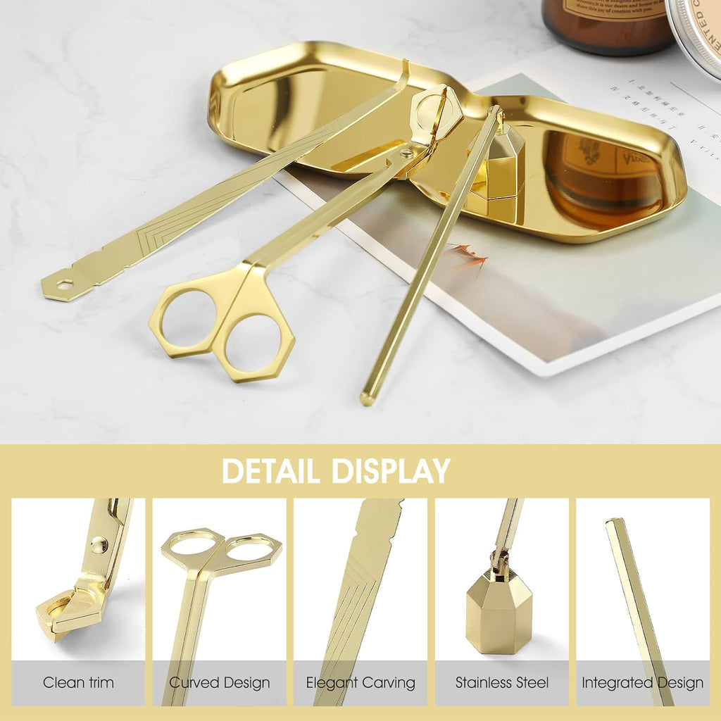 Candle Wick Trimmer, Candle Snuffer and Wick Dipper, Gold