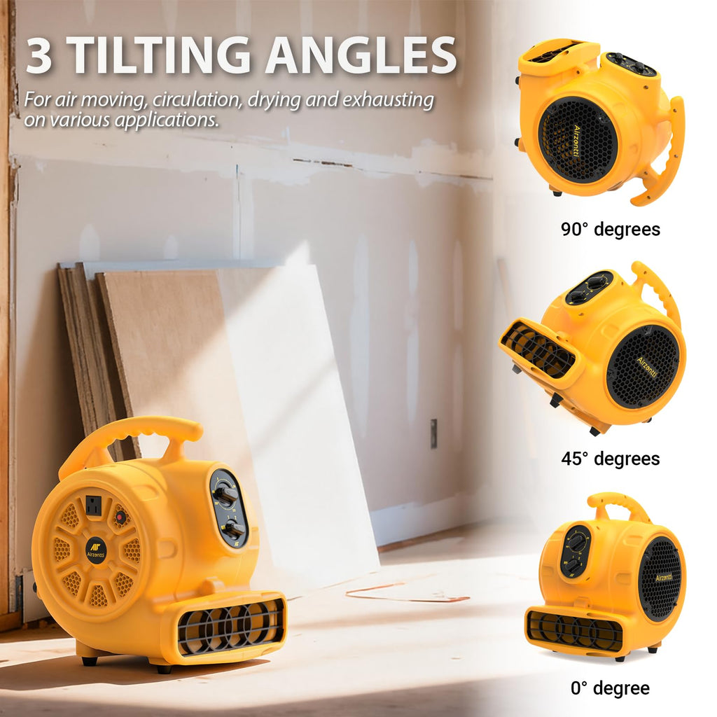 1100 CFM 3-Speed Industrial Air Mover Floor Blower Fan with Timer