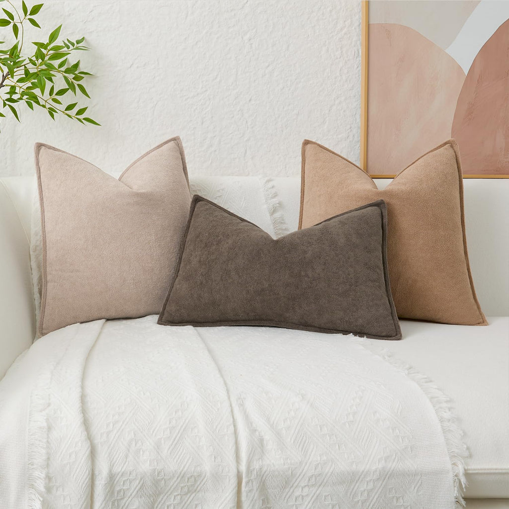 Soft Waterproof Pillow Covers 22x22 Inch 2 Pack, Coco Brown
