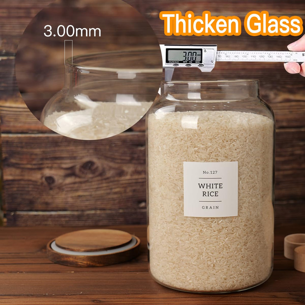 2 PCS Large Glass Jar with Airtight Lid, Glass Food Storage Jars for Tea, Spice, Cereal, Egg, Flour, Coffee and More(1