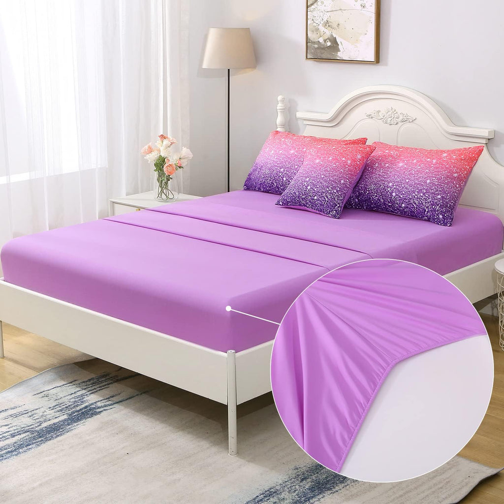 Twin Pink Comforter Set, 6 Piece Bed in A Bag 3D Colorful Bedding Set for Girls Kids (1 Comforter,2 Pillowcases,1