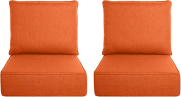 Luxury Outdoor Seat Cushion Set-22 x 24 x 6 Inch Outdoor Chair Cushions with Water Resistant & Removable Cover