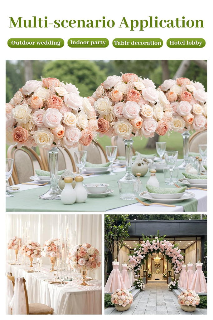 2pcs Large Artificial Flowers Centerpieces Decor for Tables Floral Arrangement Bouquet for Wedding Reception Aisle