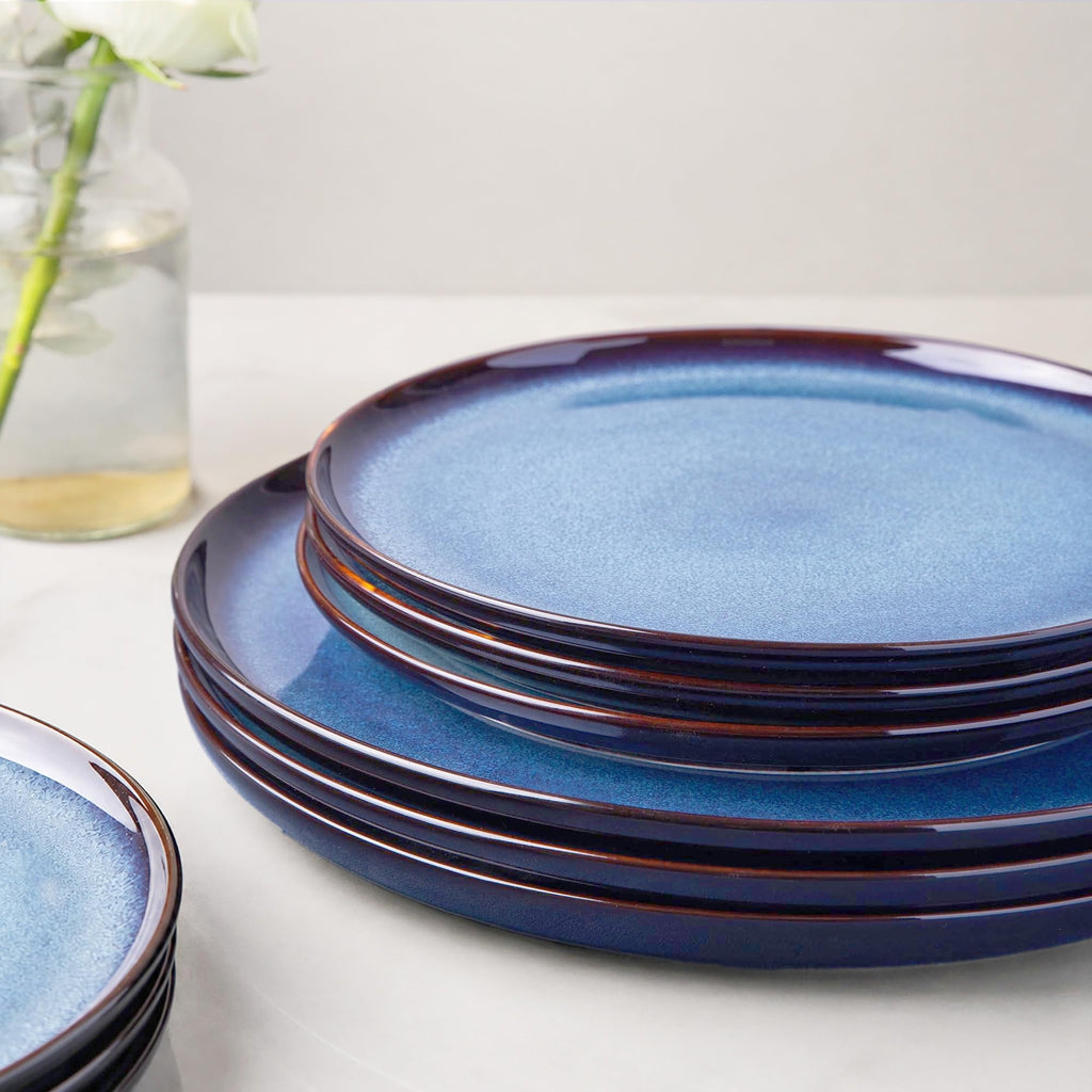 Ceramic Dinner Plates Set of 6, 10.5 Inch Reactive Glaze Plate Sets