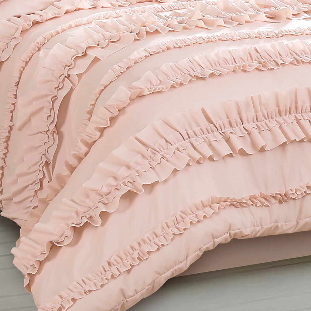 Belle Comforter 4 Piece Set Blush - Ruffle Bedding Set - Cute Comforter - Coquette Decor - Bedding