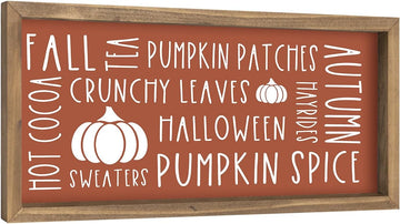Fall Wall Art Framed, Pumpkins Sign Autumn Home Decor