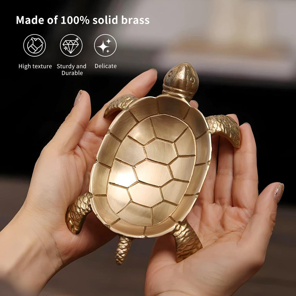 100% Solid Brass Turtle Jewelry Tray