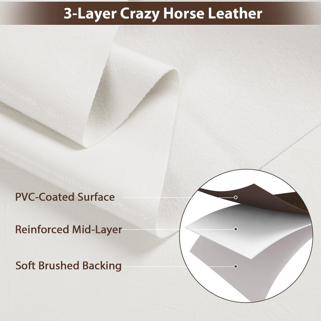 Faux Leather 1.0mm Upholstery Fabric by the Yard 55x180 Inch White