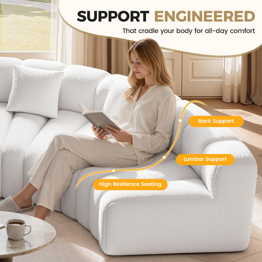 2PCS 1/8 Round Curved Sofa, 2 Seater Modular Velvet Couch, Modern Boneless Sectional Couches, No Assembly Required