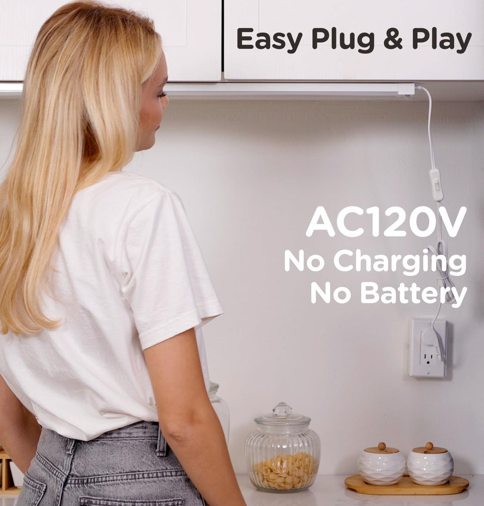 Under Cabinet Lighting Plug in, AC120V LED Motion Sensor Light Indoor 3000K/4000K/5000K, Super Bright, Linkable Under