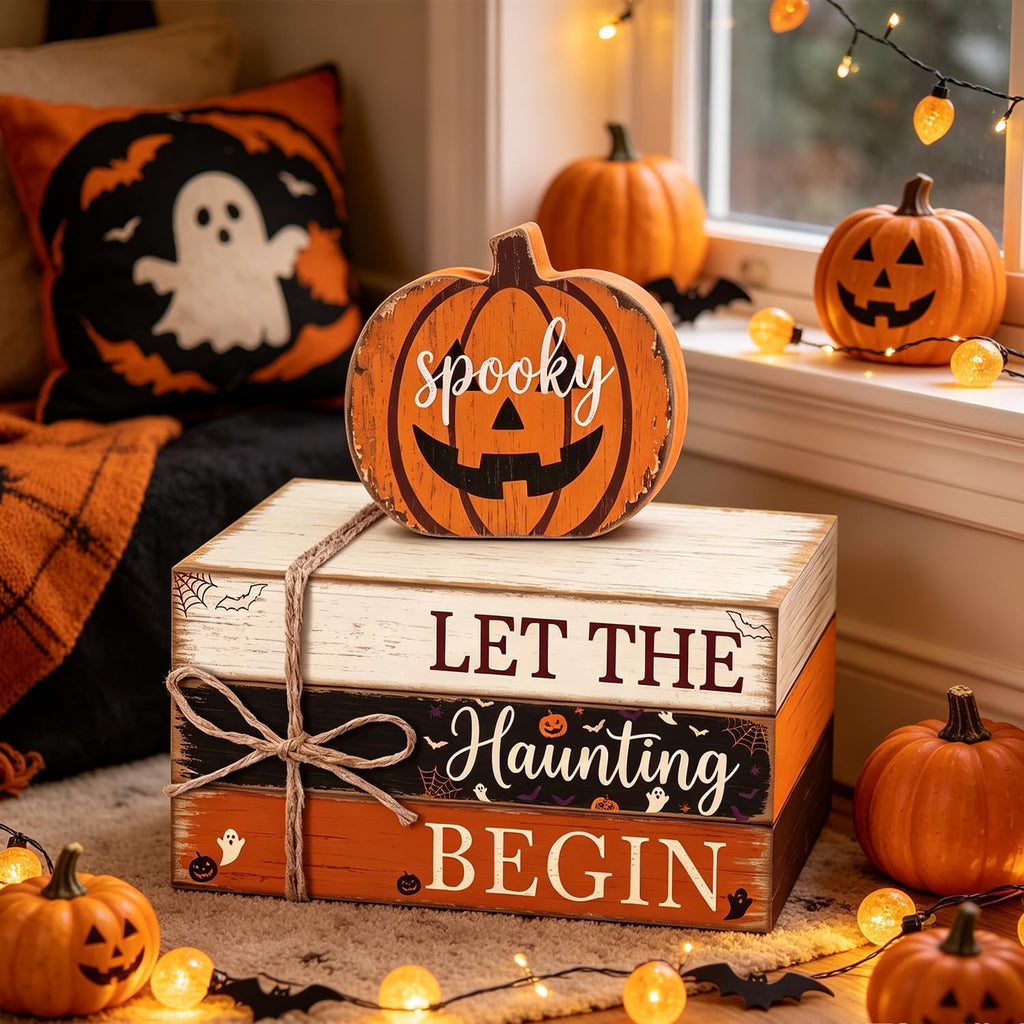 Halloween Pumpkin Decor Indoor, Halloween Table Decorations - Set of 4