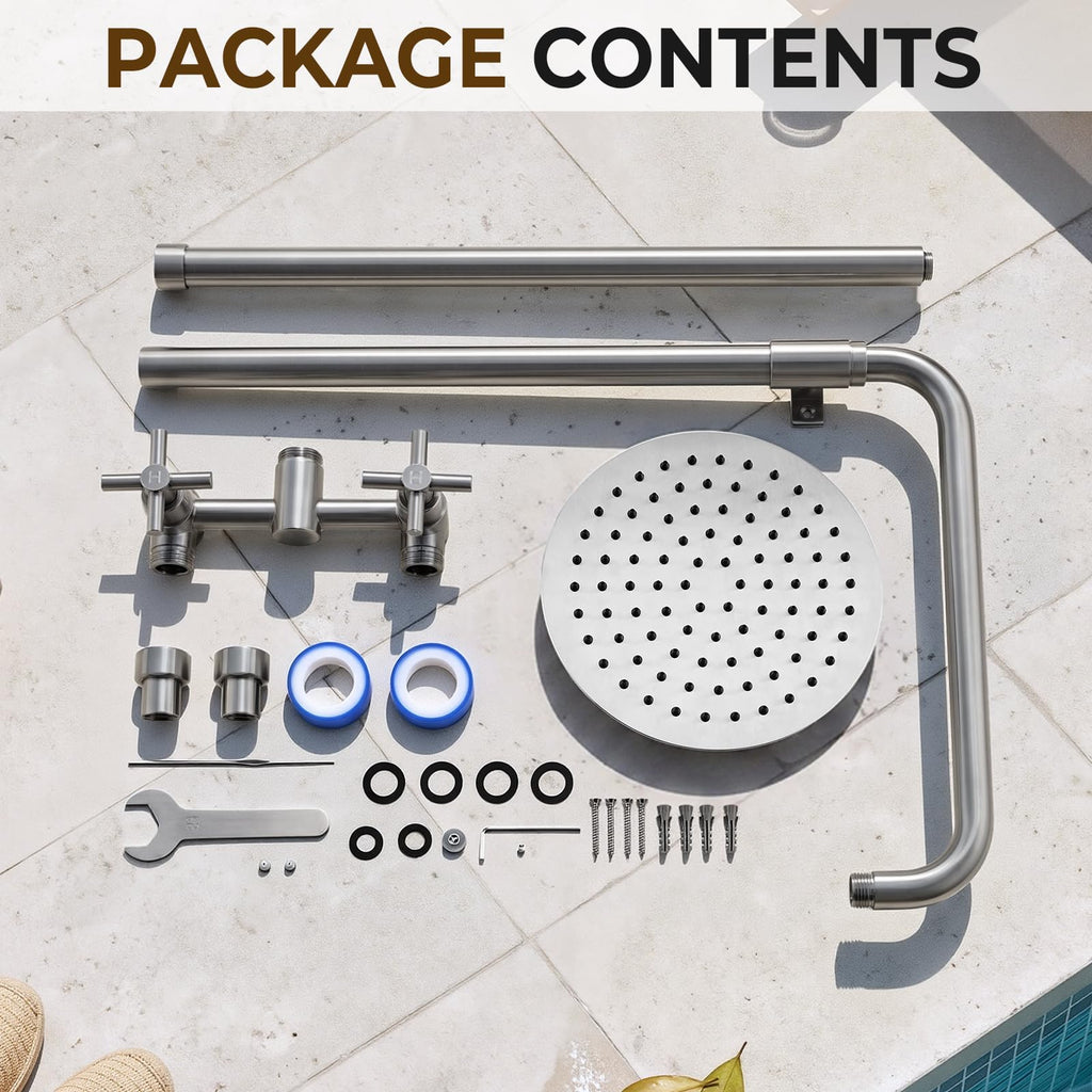 316 Marine-Grade Stainless Steel Wall-Mount Outdoor Shower Kit