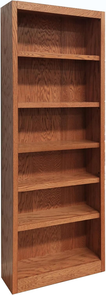84" Traditional Wood Bookcase with 4 Adjustable Shelves & 2 Fixed Shelves, Assembly Required, for