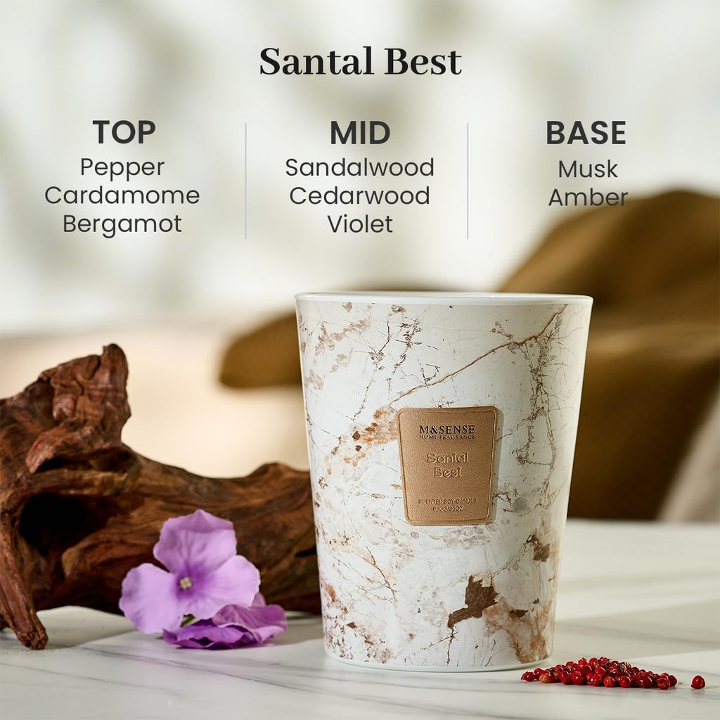 Extra Large Candle 35oz 150H Santal Scented 3-Wick Highly Scented Jar Candles, XL Candle Decor, Long Lasting - Set of 35