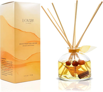 Reed Diffuser Set, Pumpkin Vanilla Chai Scented Oil Diffuser with Sticks, Home Fragrance Accessories Shelf Decor - Set of 45