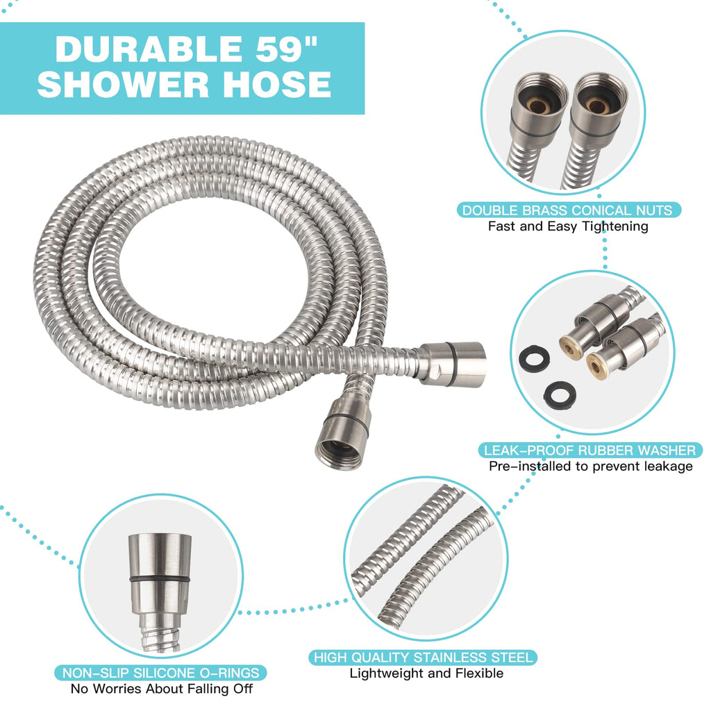 Handheld Shower Head, 6 Spray Settings, Brushed Nickel Finish