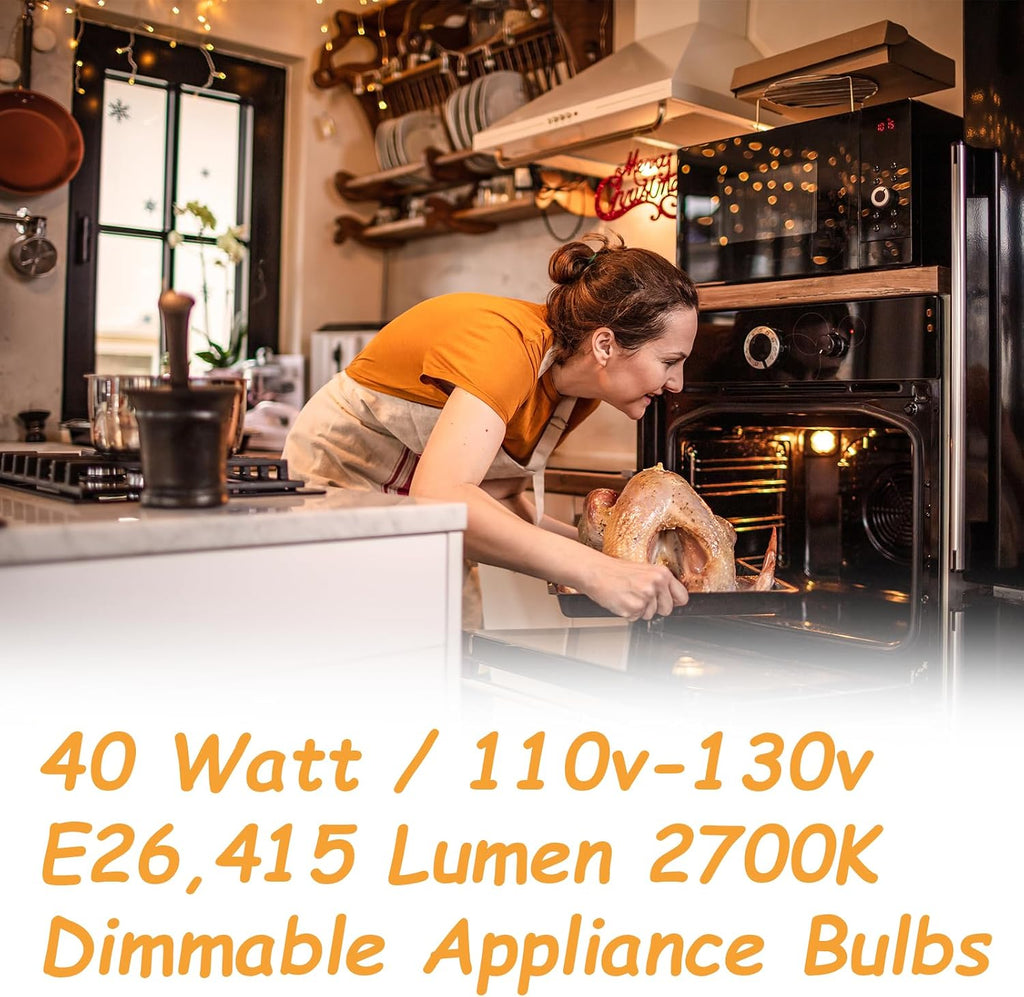 Oven Light Bulbs 40 Watts Appliance Bulb, E26 A15 120V High Heat Bulbs for Stove Hood, Refrigerator