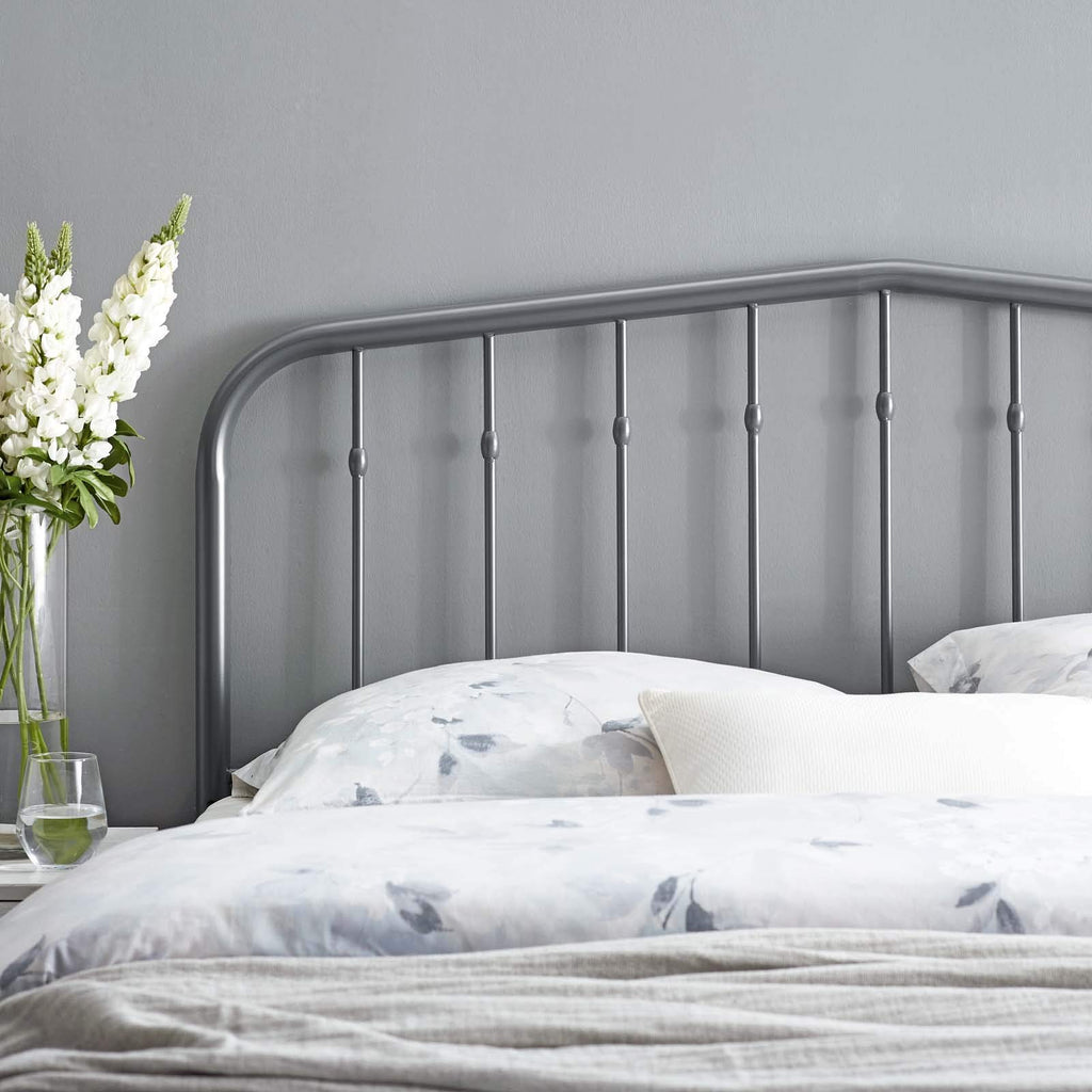 Lennon Modern Farmhouse Metal Headboard in Gray