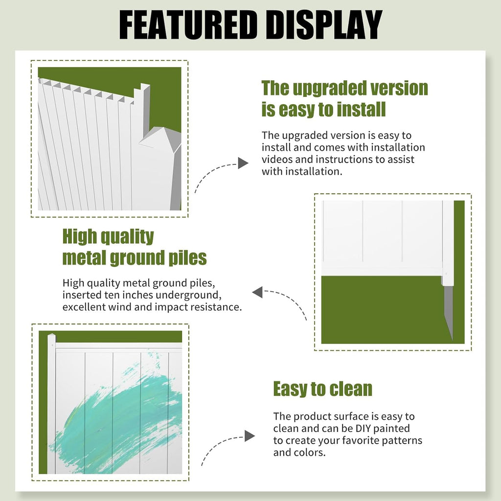 Air Conditioner Fence, 48" H x 52" W Outdoor Privacy Fence White Vinyl Fence Screen Trash Can Enclosure for Outside