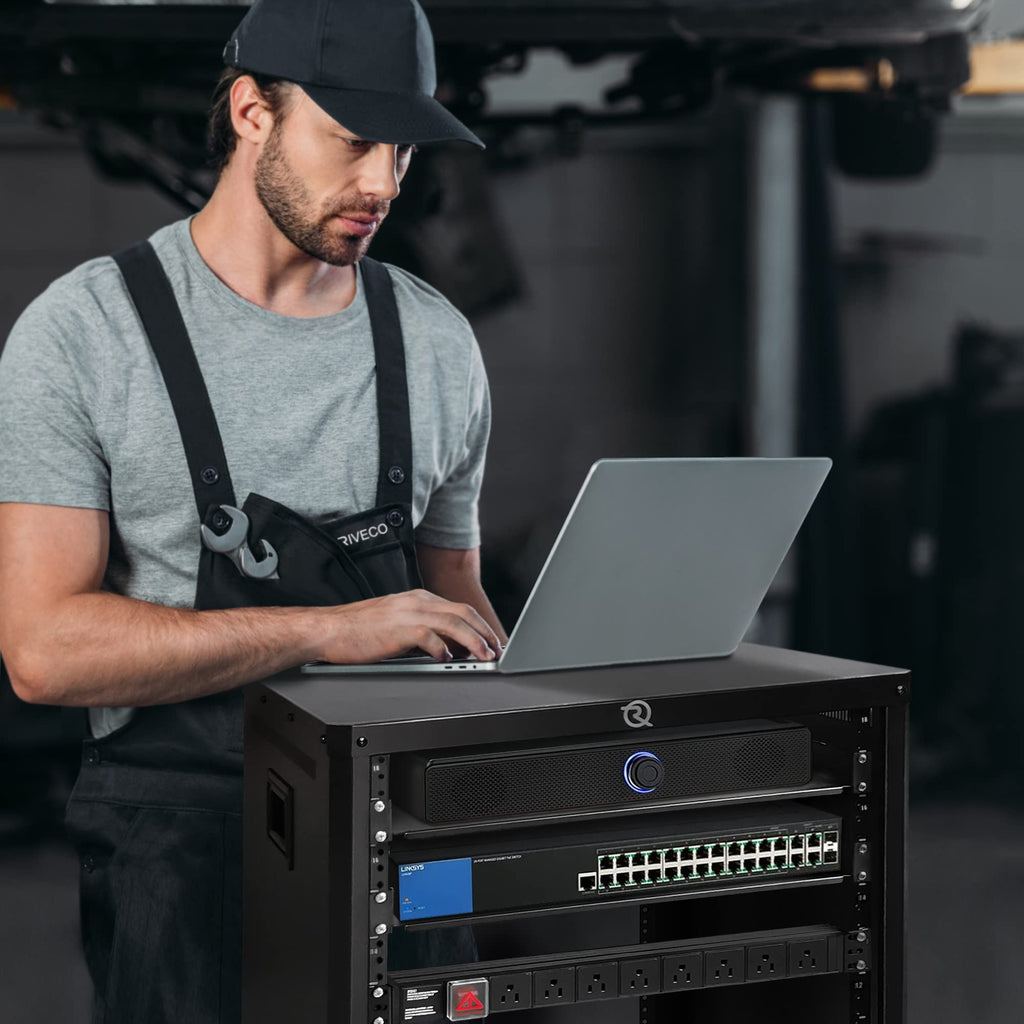15U Network & Audio Rack with Feet & Wheels, Obtuse Angel Server Rack Cabinet, Rolling Studio Rack Case with