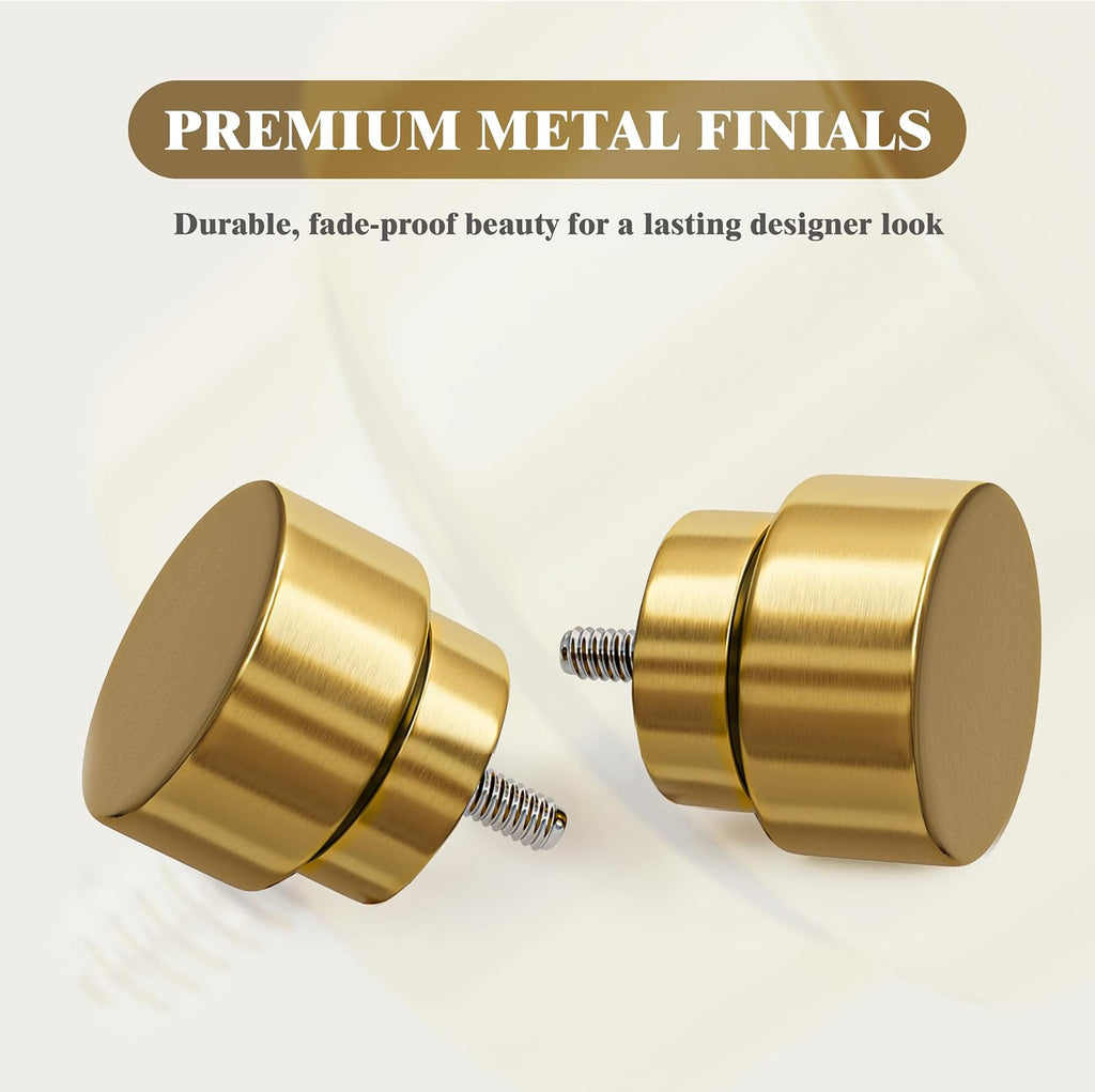 Heavy Duty Curtain Rods for Windows 72 to 144 Inch, 1 Inch Brass Gold Curtain Rod, Adjustable Length Rod with Metal