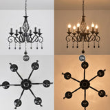 6-Light Farmhouse Black Crystal Candle Chandelier for Living Room, Rustic Industrial Pendant Ceiling Light Fixture, Vintage Hanging Lamp for Bedroom Hallway Kitchen Dining Room Foyer A109-B0DSB3NVVC