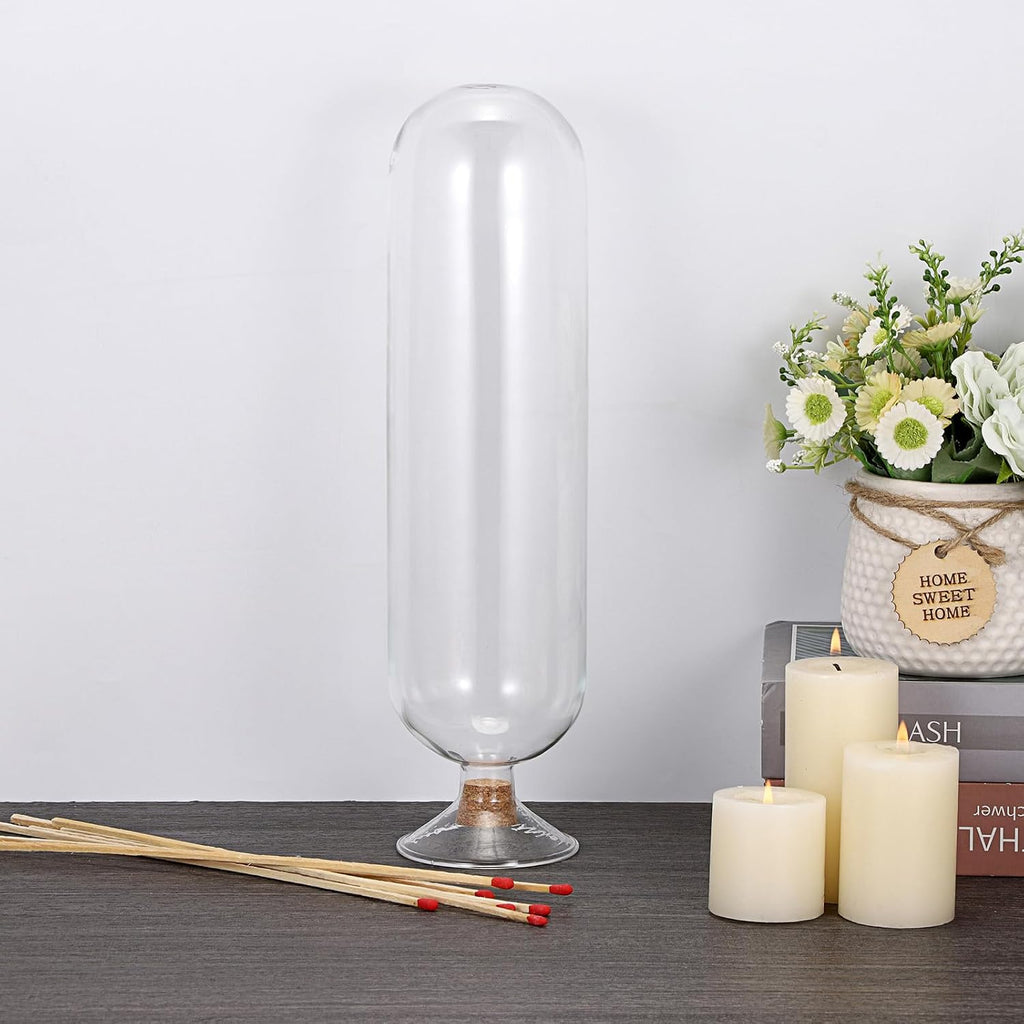 11Inch Glass Match Cloche Decorative Glass Match Holder Jar with Cork