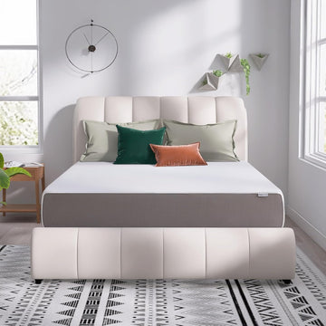 Memory Foam Mattress, Soft Plush Feel, Breathable, 12 Inch, Queen, White/Grey