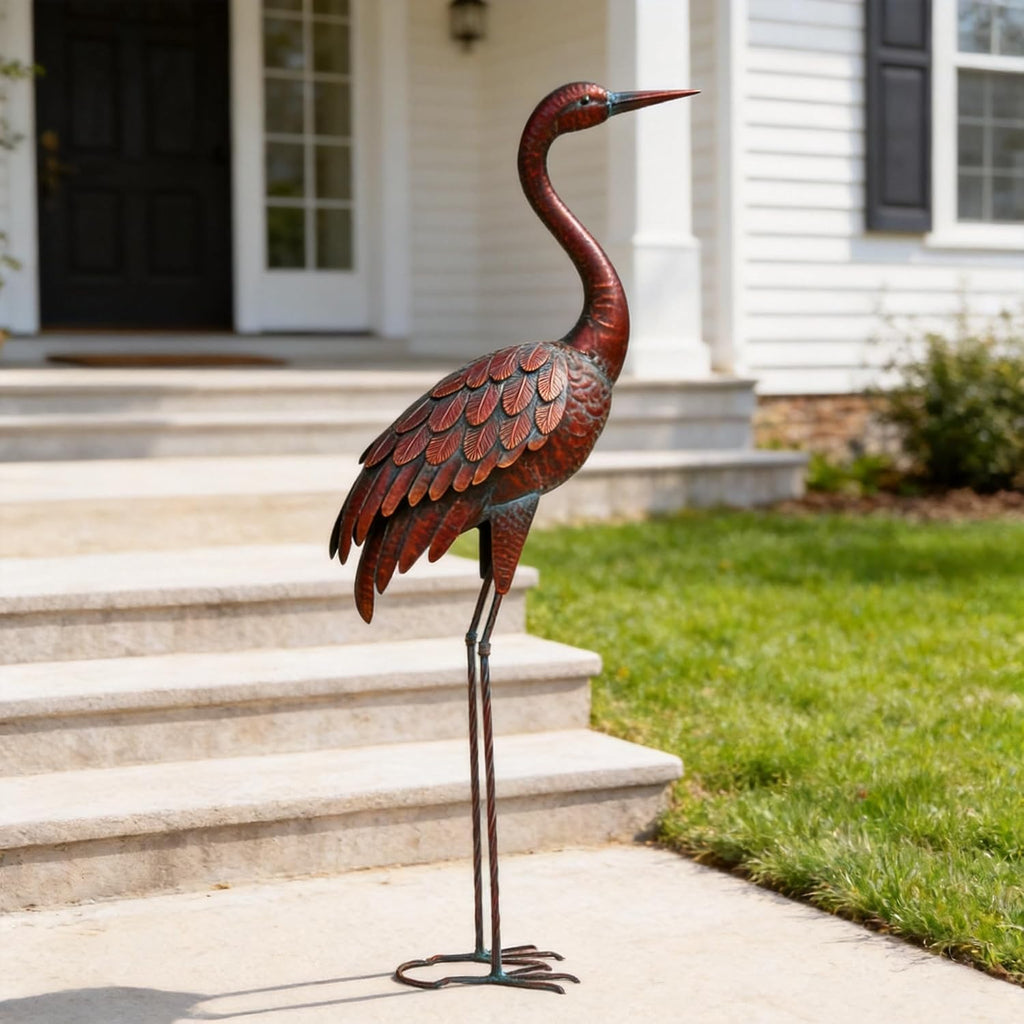 Outdoor Garden Crane Statues and Sculptures Metal Yard Art Statue for Garden Decoration Large Size