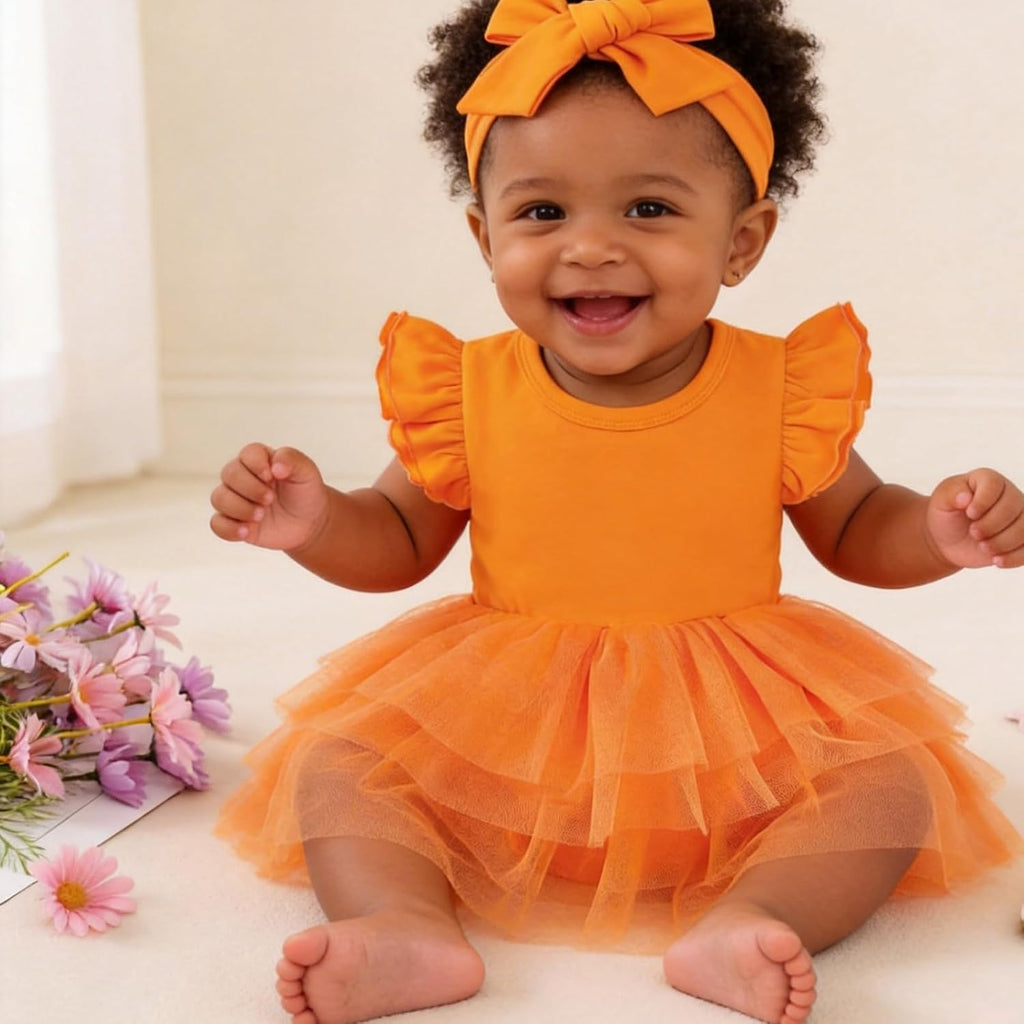 Baby Girls Tulle Romper Ruffle Sleeveless Tutu Dress