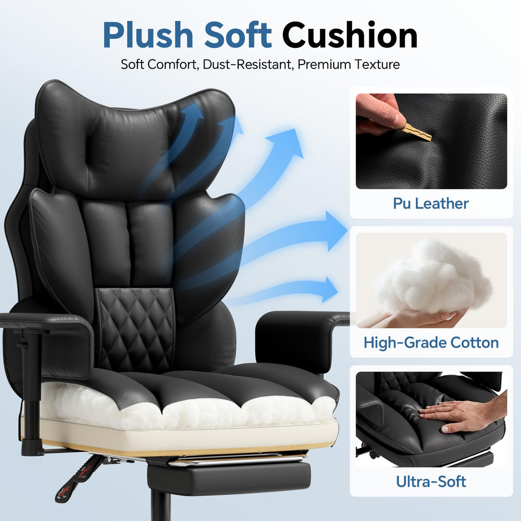 Big and Tall Gaming Chair 400lbs, Heavy Duty Office Chair with Footrest, High Back Computer Chair with Thick Padded