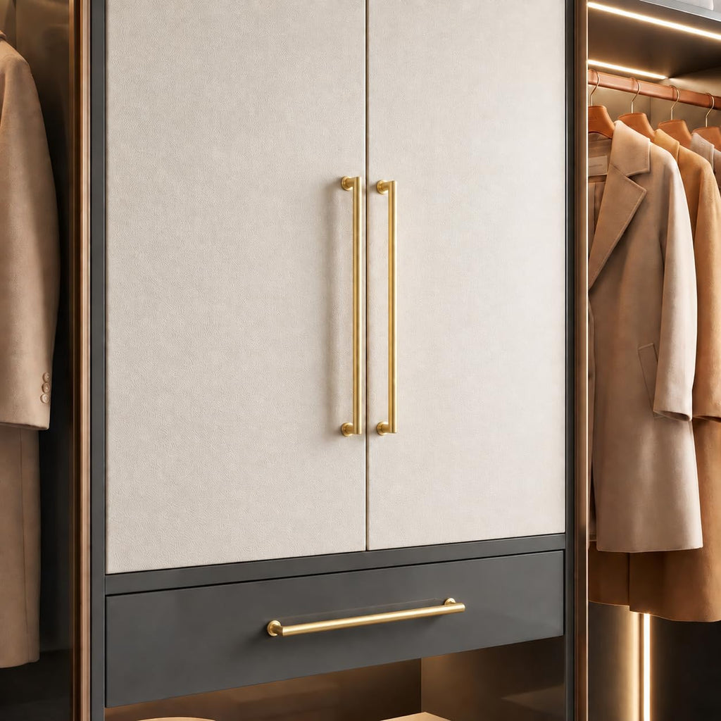 10-Pack 3-3/4Inch(96mm) Matte Gold Cabinet Pulls,Brushed Satin Gold Handles Cabinets, Cupboards, Drawers and Bathroom