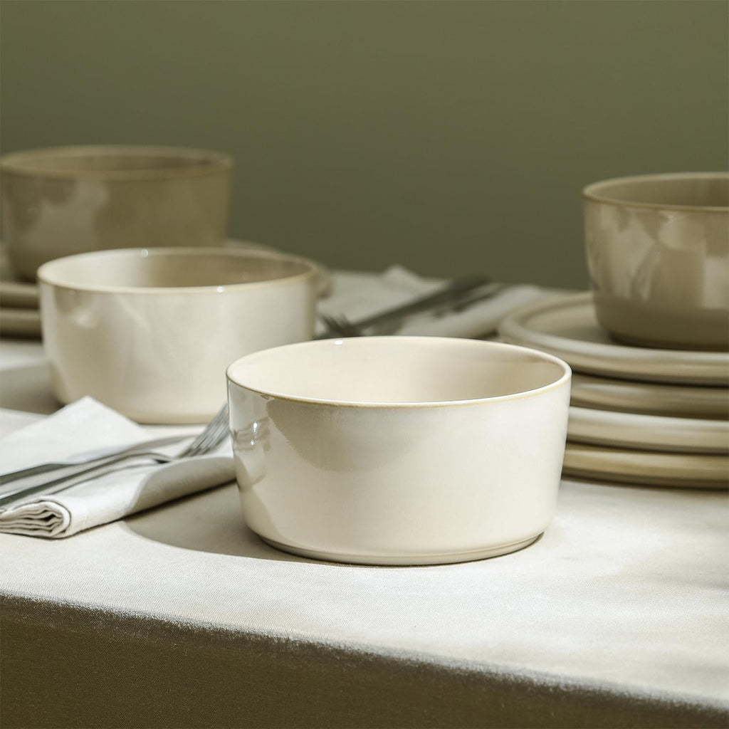Lain Eden 24-Piece Dinnerware Set Stoneware, Plates and Bowls Set, Dishwasher and Microwave Safe Dish, Dish Set for