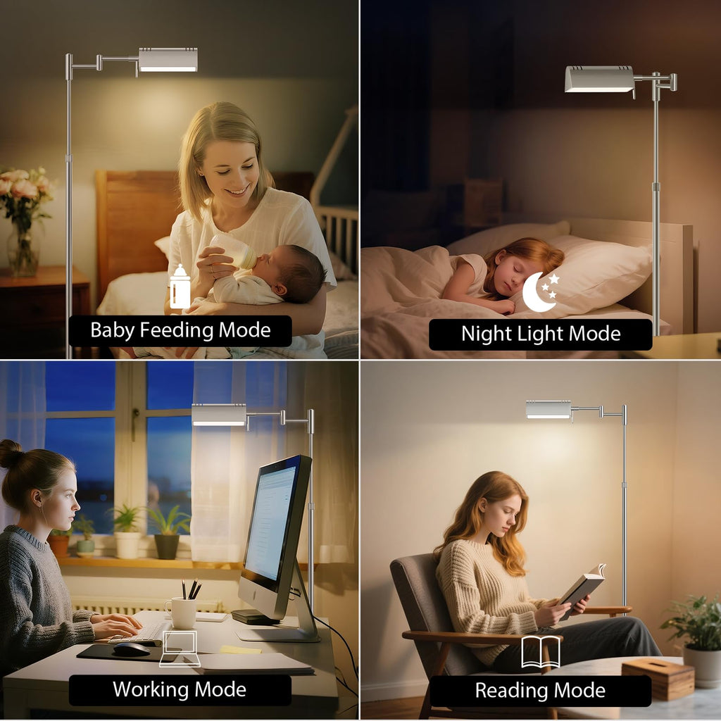 Dimmable LED Pharmacy Floor Lamps, 16W/1500LM Bright Reading Lamp